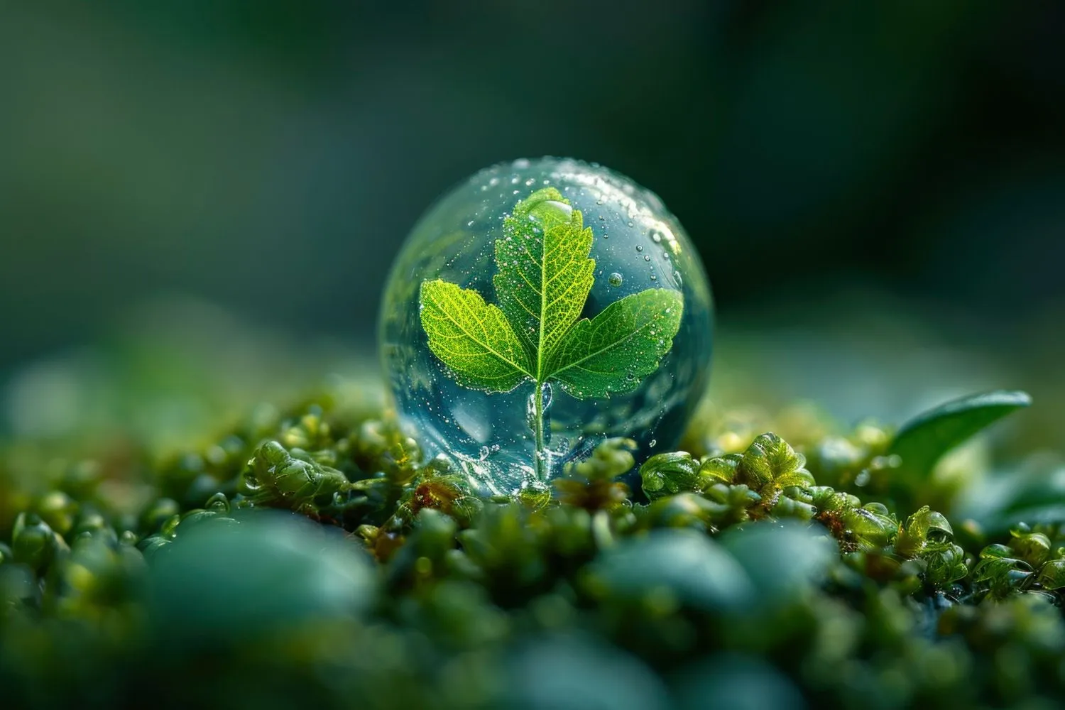 pflanze in wassertropfen